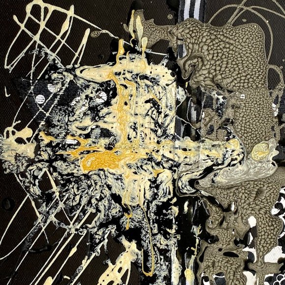 Across - Original Art Mixed Media Collage Painting Framed 12"x15" - Picture 3 of 9